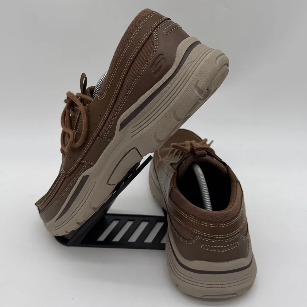 Skechers Mens Leather Relaxed Fit Air Cooled Memory Foam Size 12 USA 56296 Tan